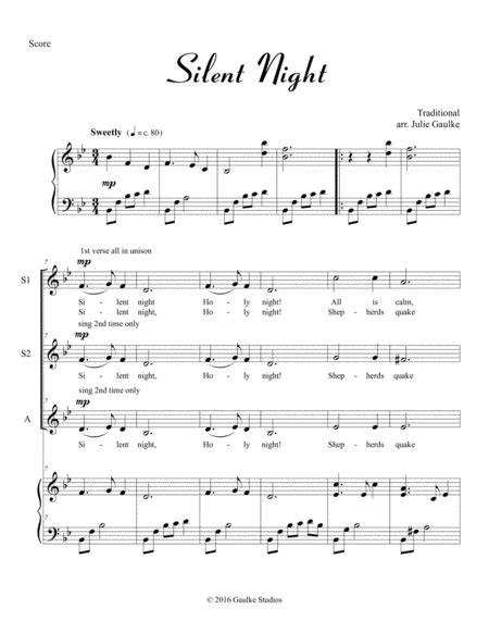 Silent Night For SSA Plus Piano